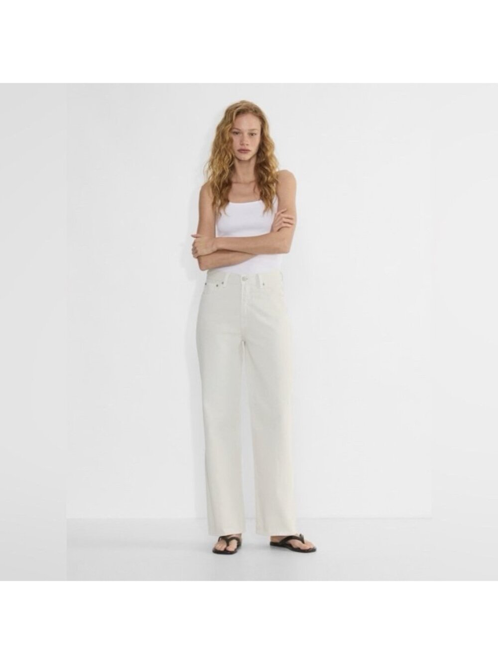 Aritzia Denim Forum The Farrah Hi-Rise Wide Jeans in Sandstone